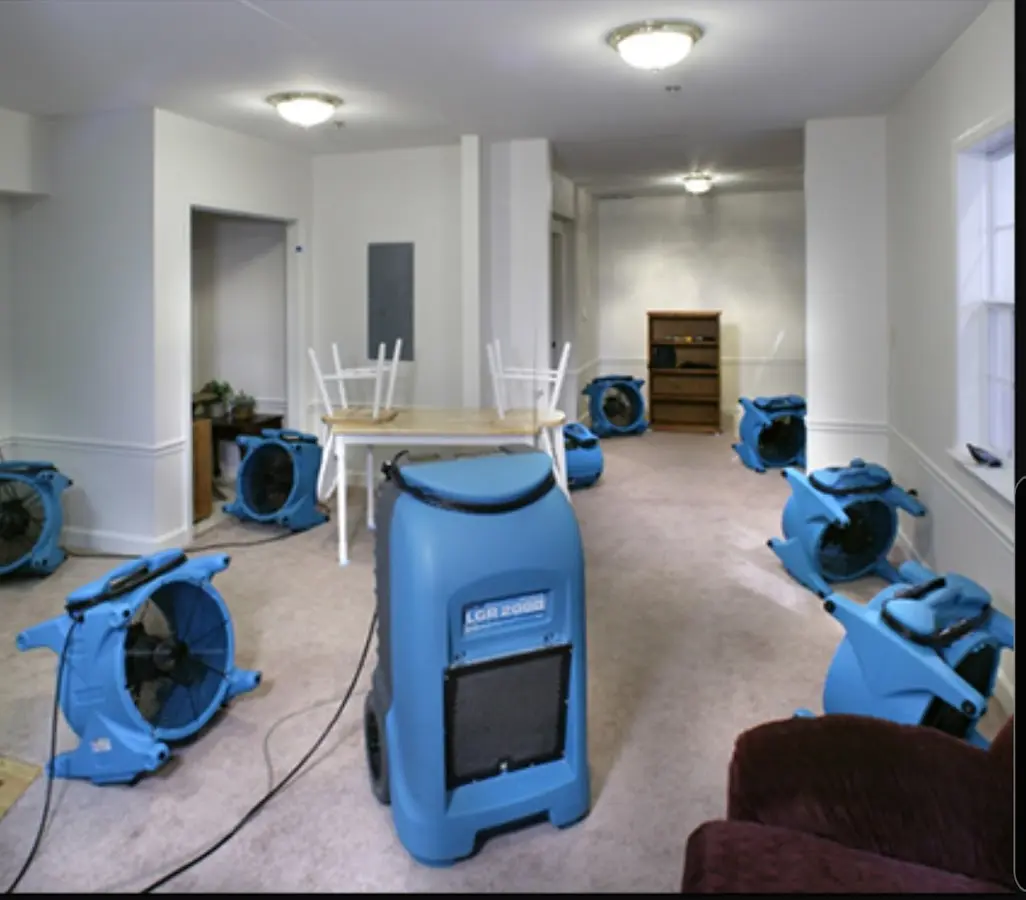 Air movers and dehumidifier setup for Water Extraction & Removal in Mill Creek